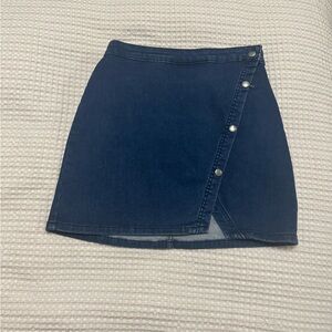 We The Free Notched Denim Mini Skirt